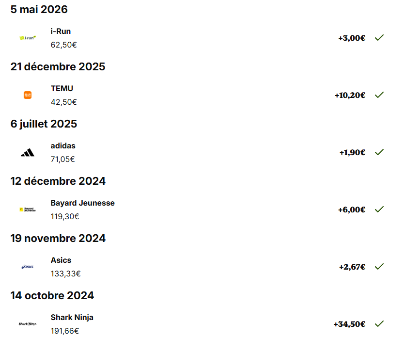 gains cashback igraal 2026 Exemples de mes gains cashback iGraal en 2024 2025 et 2026
