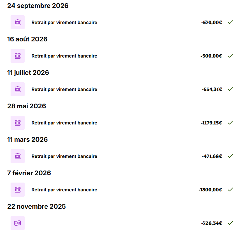 Exemples de virements bancaires iGraal reçus grâce au cashback